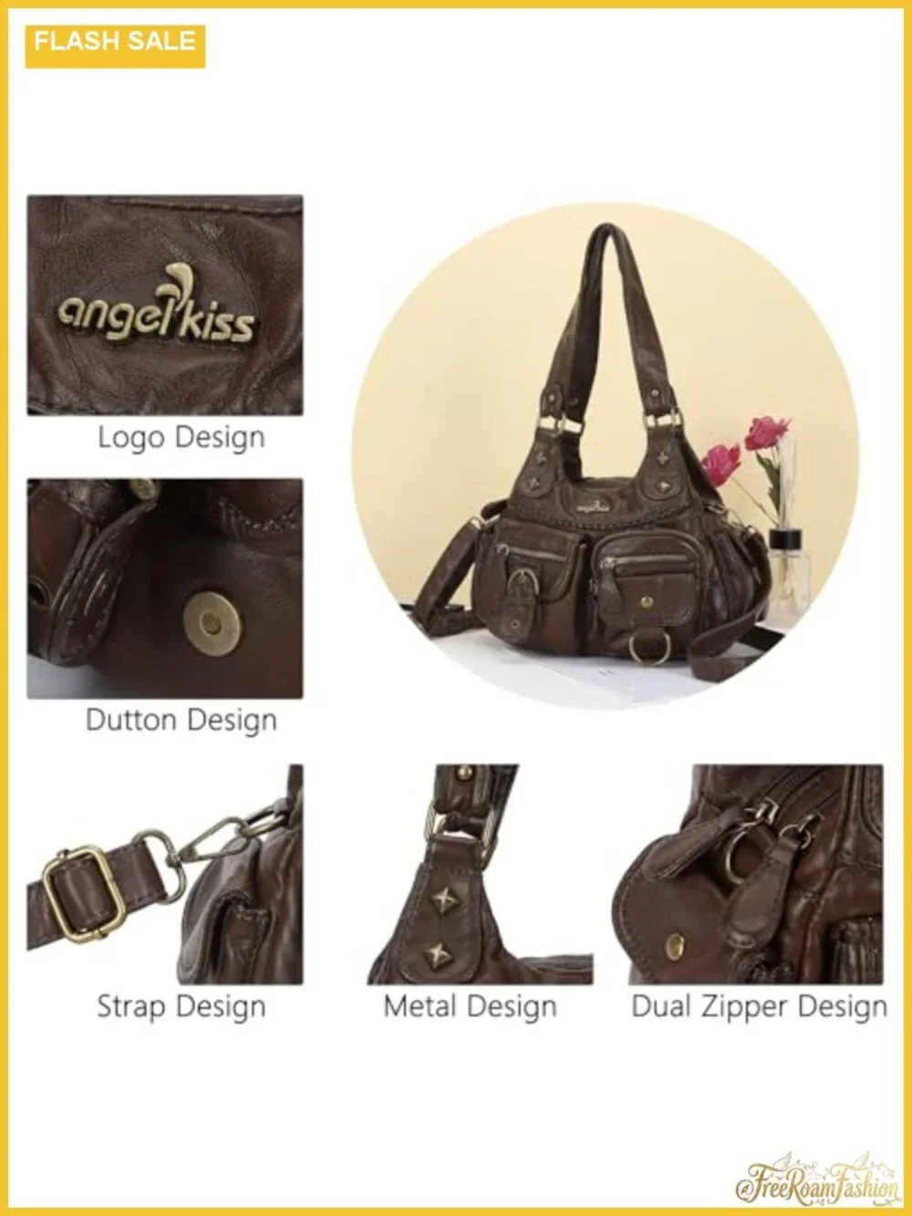 Vegan Leather Hobo Bag Women Shoulder Crossbody Purse with Pockets